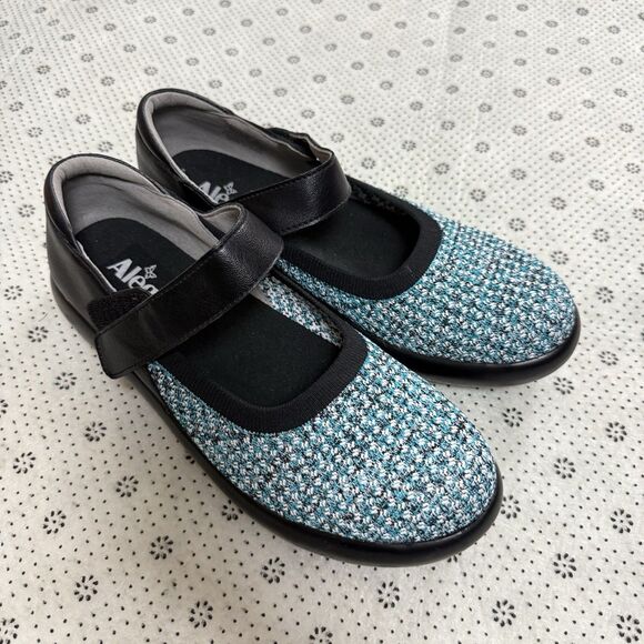 Alegria Olivia Black Blue Tweed Blend Mary Jane Shoes Women Size 39 US 9 Comfort - Picture 1 of 13